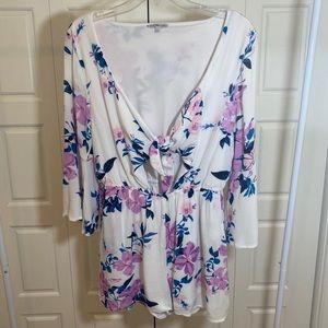 Floral Romper Tie In Front